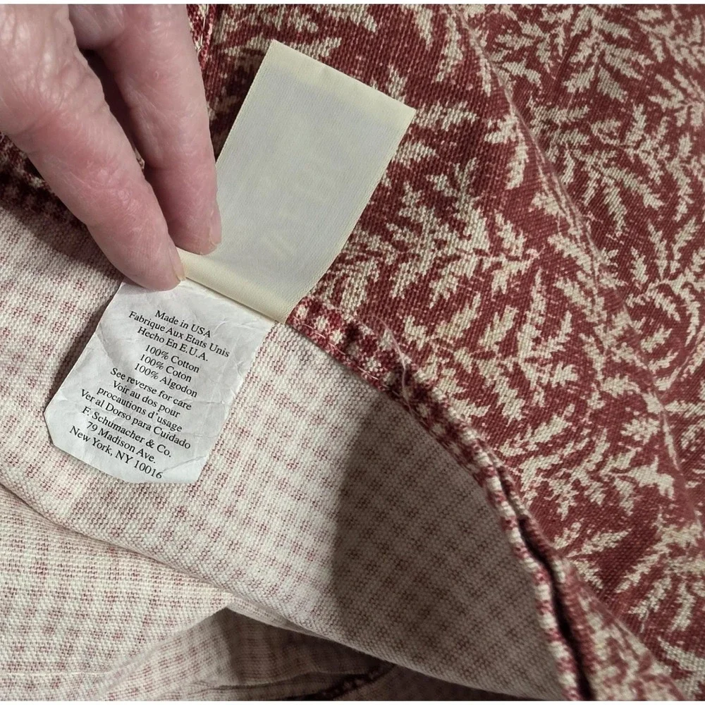 Waverly Red Fernwood & Gingham Check Valance Scalloped Edge 15
